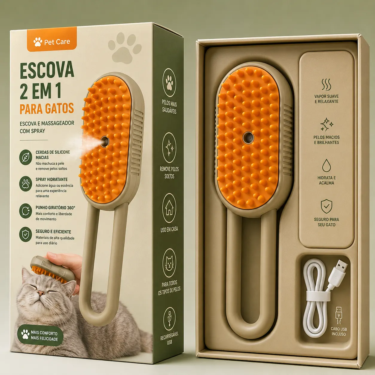 Escova Pet a Vapor 3 em 1 — imagem 1