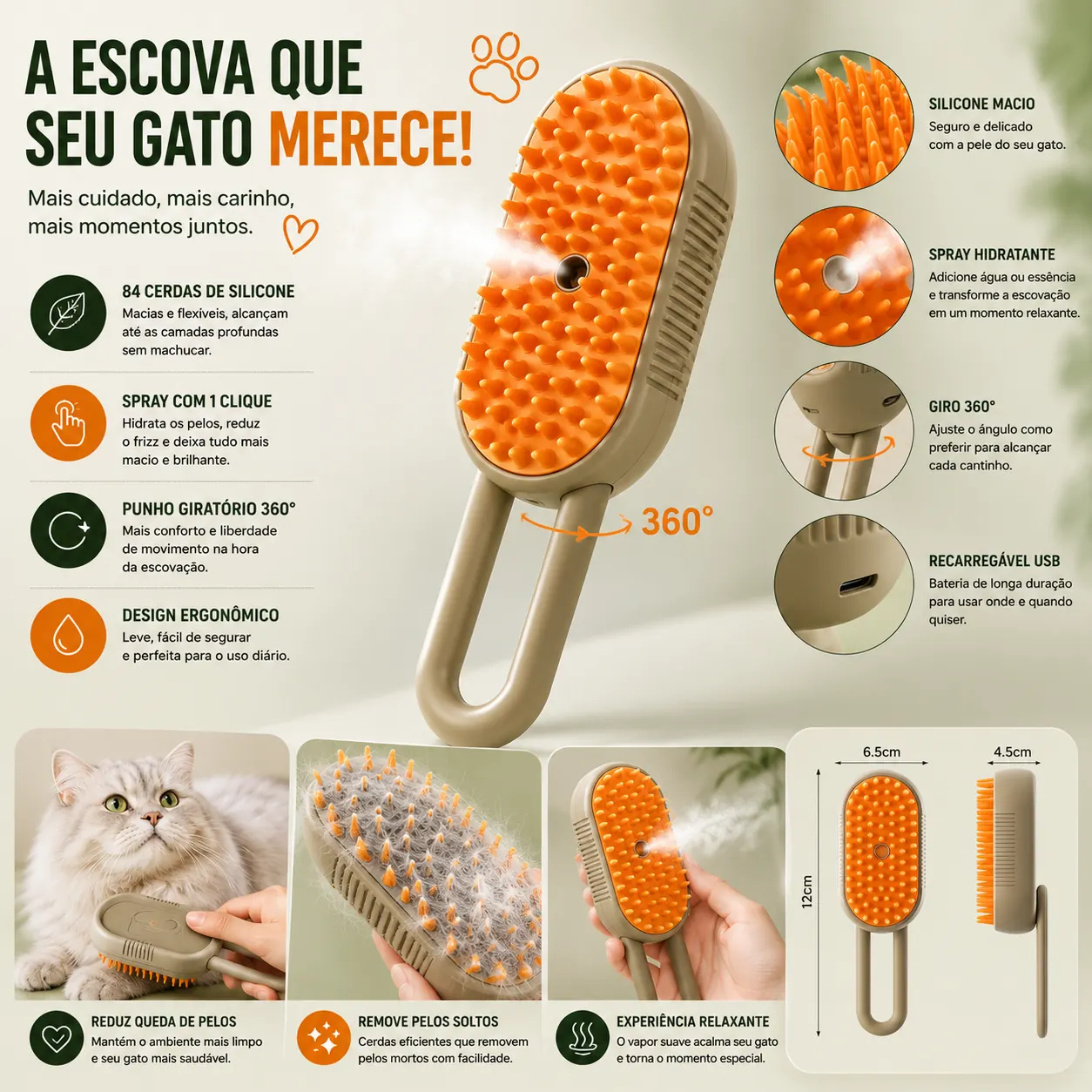 Escova Pet a Vapor 3 em 1 — imagem 2