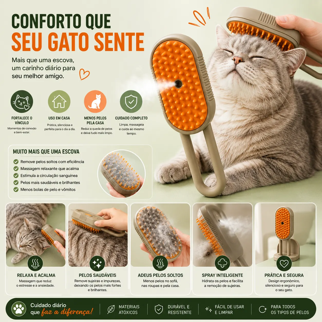 Escova Pet a Vapor 3 em 1 — imagem 3